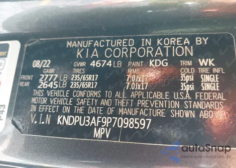 2023 Kia Sportage Lx из США, поврежденный, VIN KNDPU3AF9P7098597